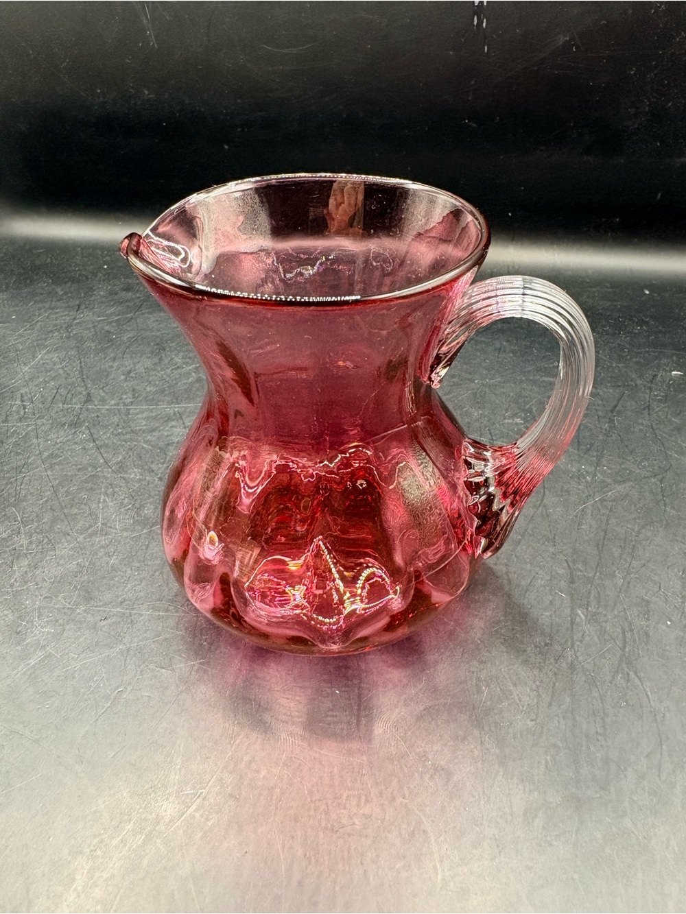 Vintage Pilgrim Cranberry Glass Pitcher Creamer